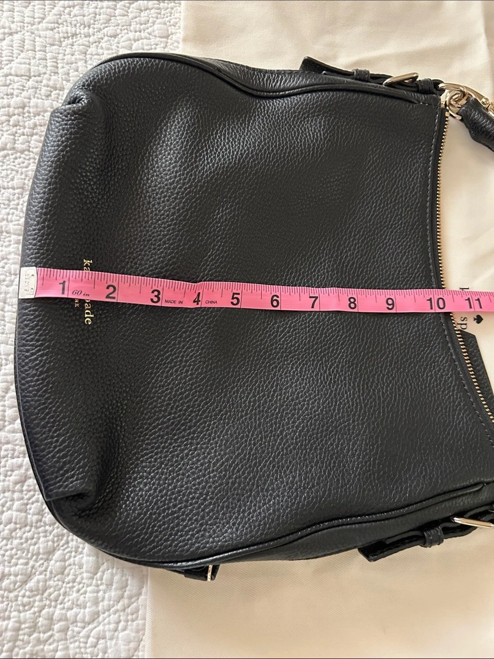 NWOT Kate spade Black Pebbled Leather Convertible Shoulder Bag with expansion